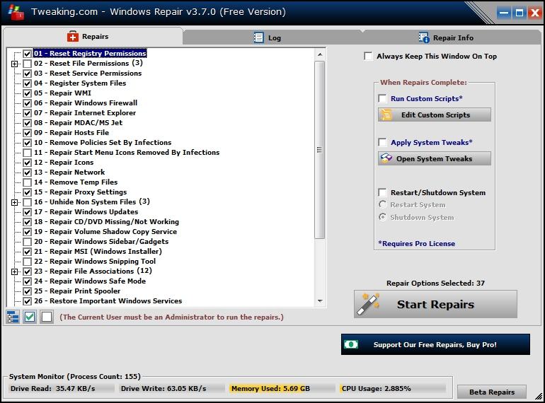 Tweaking.Com Windows Repair screenshot Tweaking.Com Windows Repair screenshot
