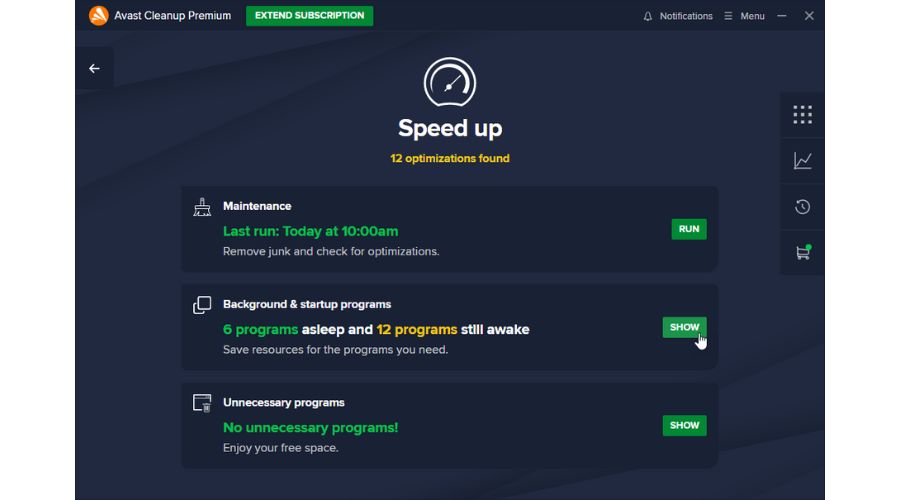 Avast Cleanup Speed Up