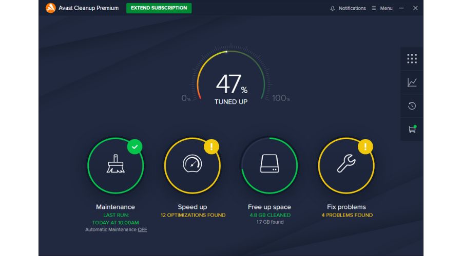 Avast Cleanup Tuned Up