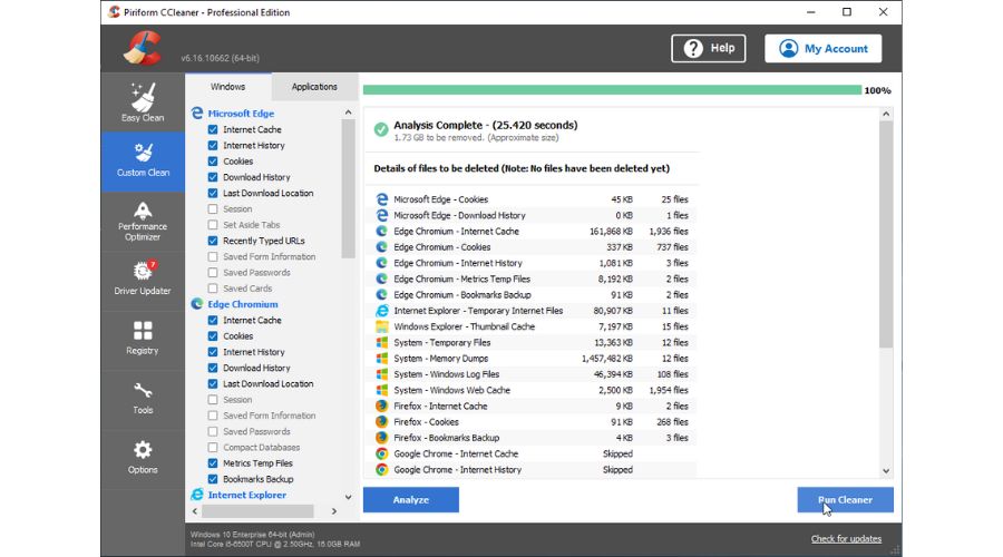 CCleaner Custom Clean