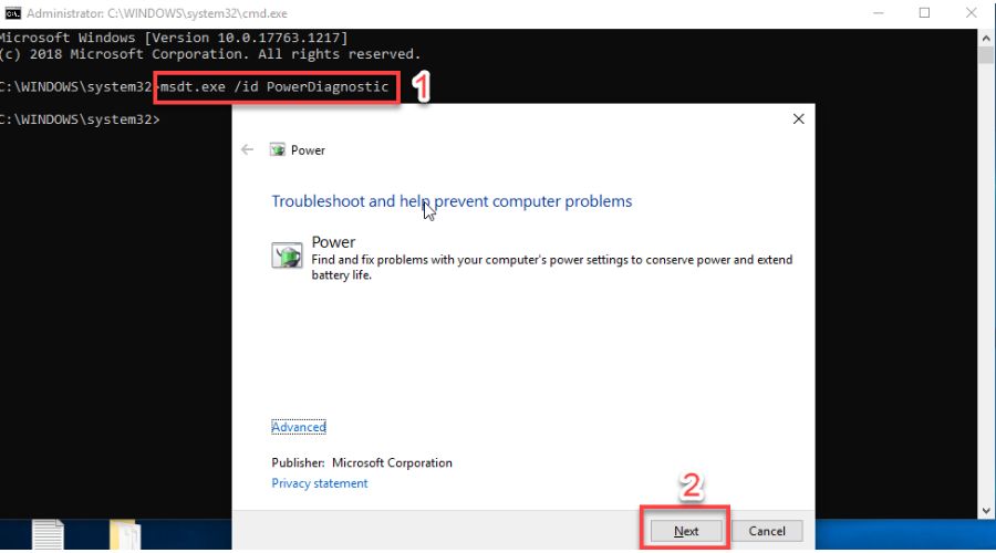 Windows 10 Will Not Restart After Using Repair Tool - Power Troubleshooting Command Prompt