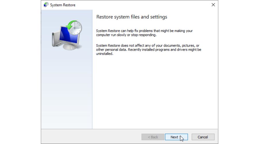 Restore system files and settings