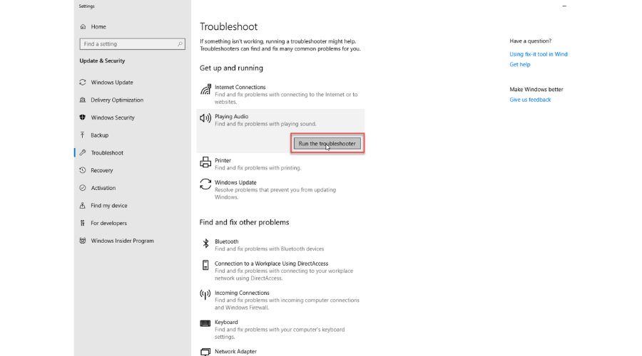 Troubleshoot audio