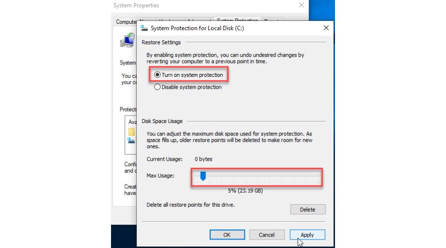 Windows 10 Turn On System Protection