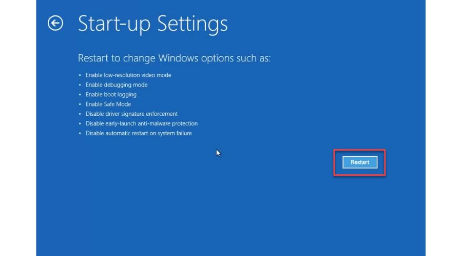 Windows Boot Mode Start-Up Settings Reset