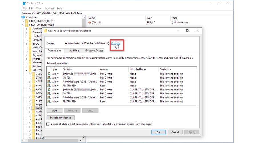 Cannot Use Reg Key in Windows 10 - Advanced Security Settings Change