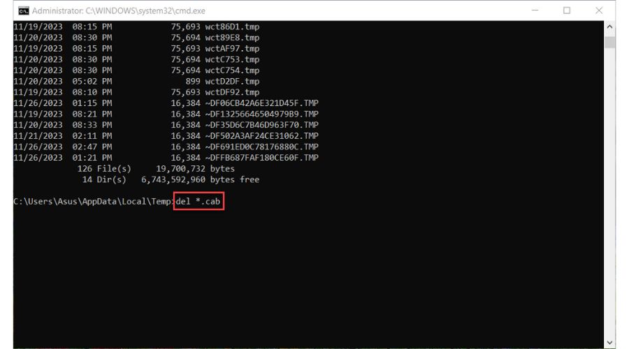 Delete CAB files from Command Prompt 2
