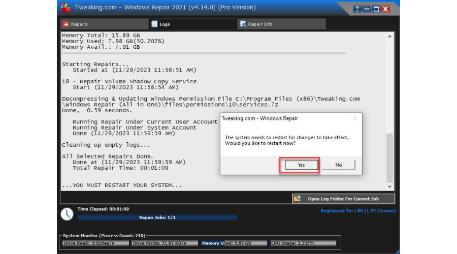 "VSS was denied access to the root of volume" - Fix VSS error Finished in Tweaking