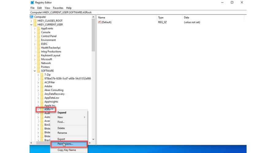 Cannot Use Reg Key in Windows 10 - Key Permission