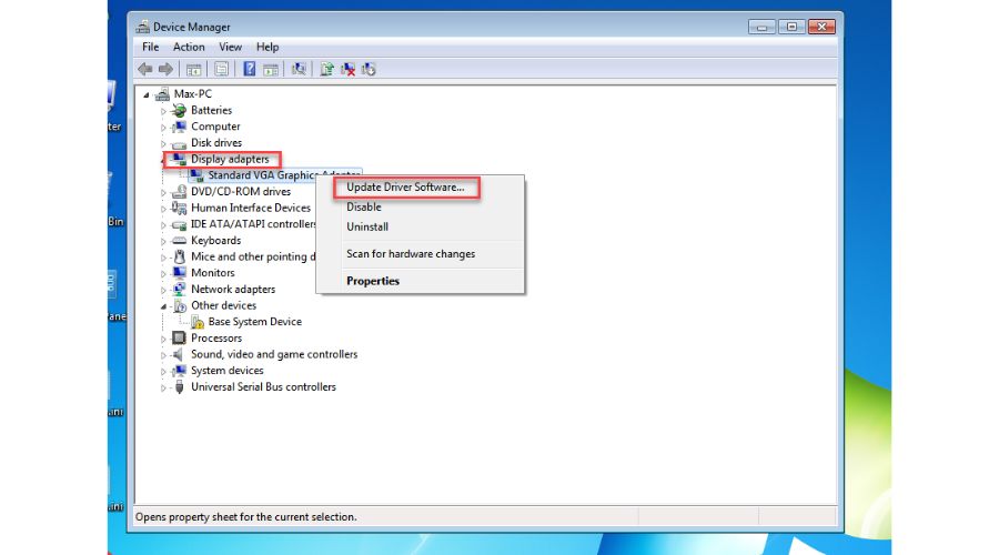 Windows 7 Device Manager Display Adapters