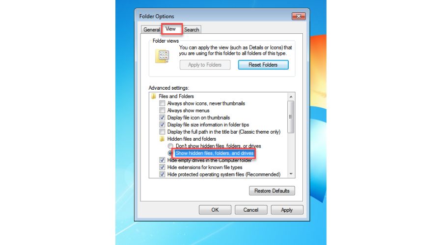 Windows 7 Folder Options