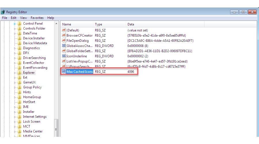 Windows 7 Incrase Icon cache