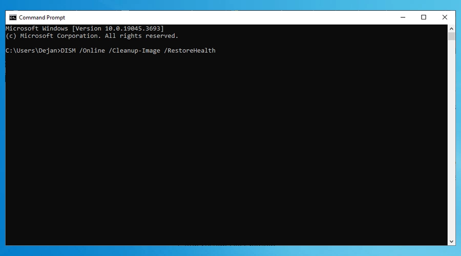 command prompt restorehealth