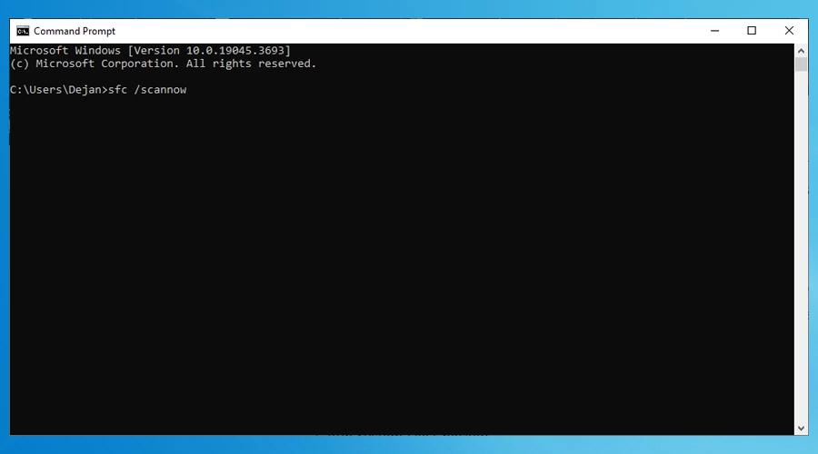 command prompt sfc scannow