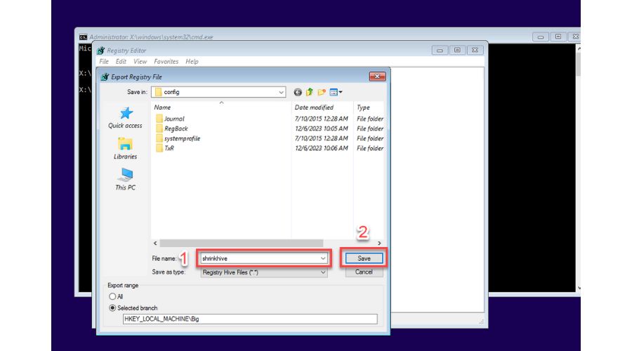 Compress Windows Registry shrinkhive file