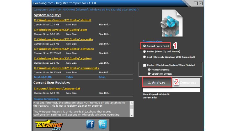 Registry Compressor Analyze