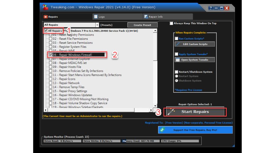 Repair Windows 7 Firewall