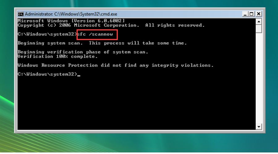 Repair Windows Vista SFC command