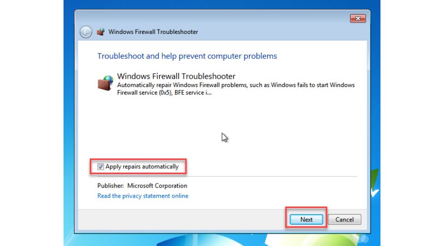 Run Windows Firewall Troubleshooter