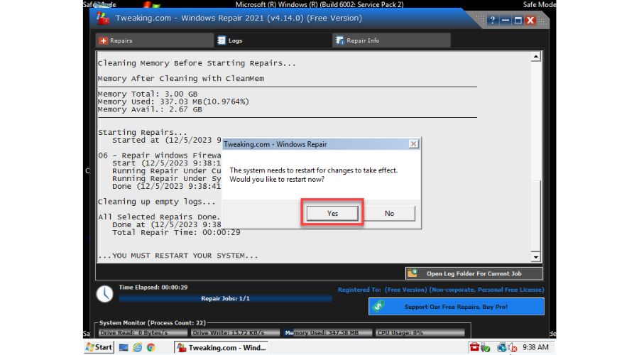 Tweaking Repair Windows Firewall Reboot