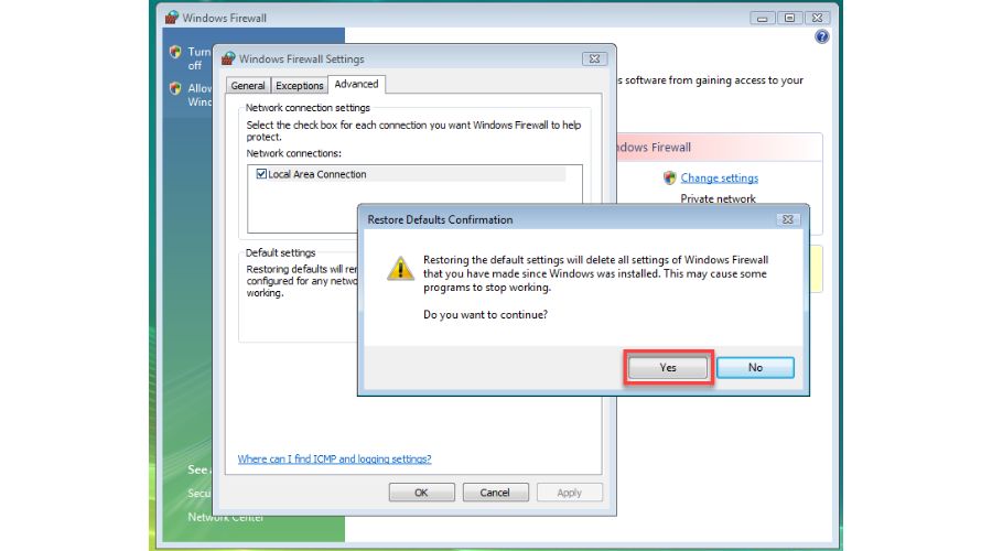Vista confirm reset firewall 2