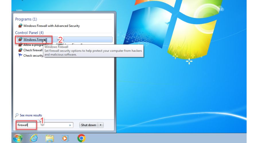 Windows 7 search firewall