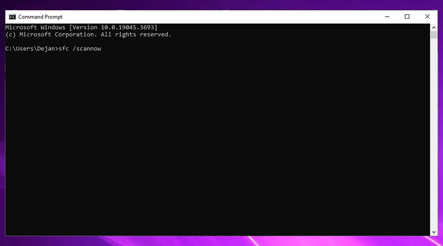 command prompt sfc scannow command